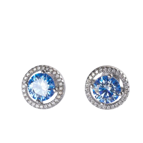 Koninklijk blauwe Moissanite oorbellen