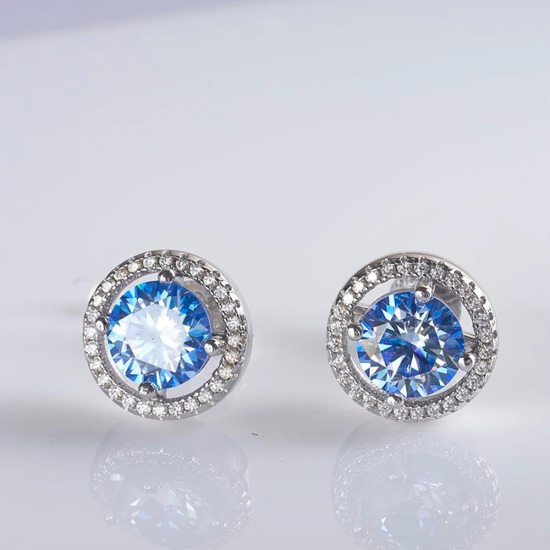 Koninklijk blauwe Moissanite oorbellen
